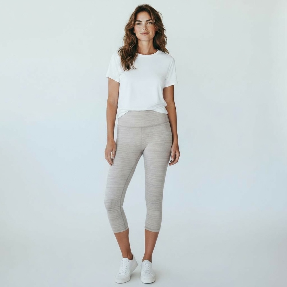 ATHLETA High Rise Chaturanga Jacquard Leggings- Sandstone & White, Sz S